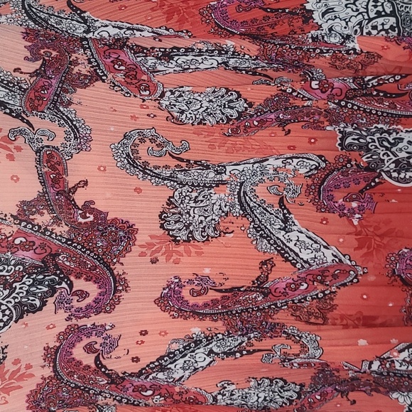 Beaded Paisley Ombre Bandana Print Tunic Top Long Loose Sleeve Bohemian V Neck - Picture 5 of 9